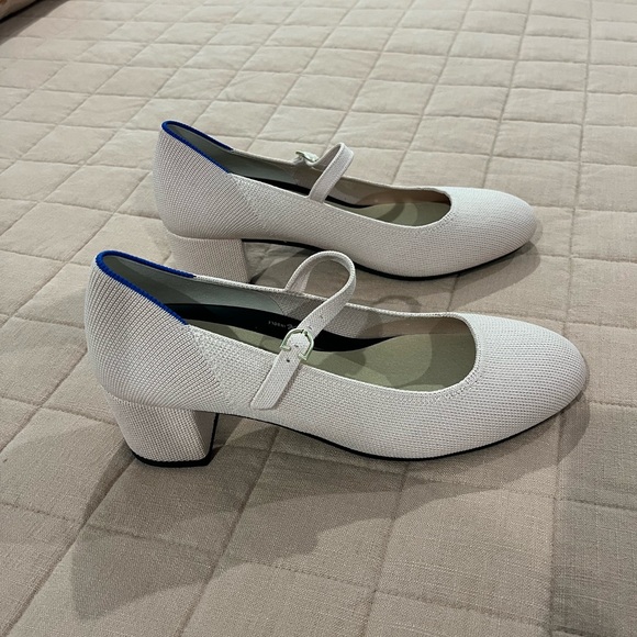 Rothy’s Ballerina Pink Mary Jane Block Heels. SHOES ARE PINK, NOT WHITE! - Picture 3 of 10